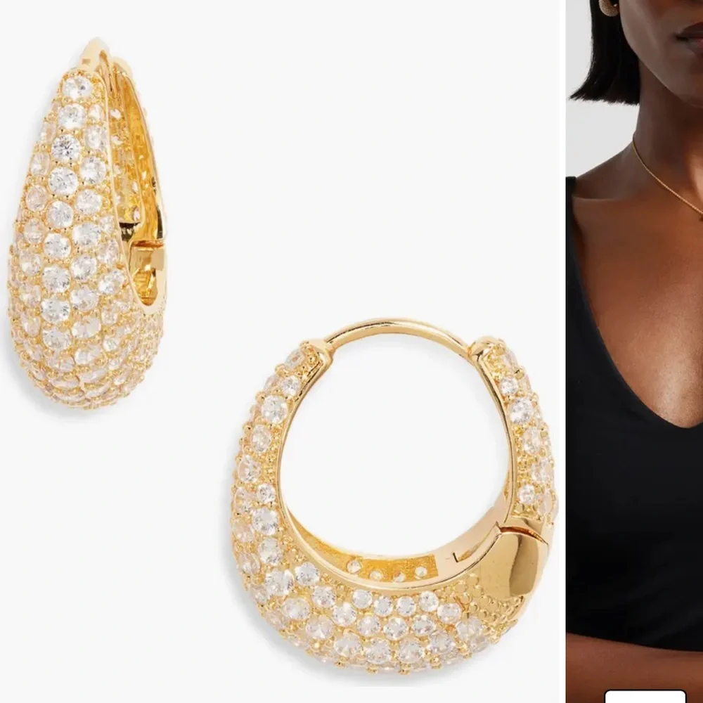 Nordstrom Cubic Zirconia Pavé Oval Hoop Earrings